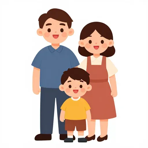Hình ảnh này mô tả đúng câu '我家有四口人' (Nhà tôi có 4 người).