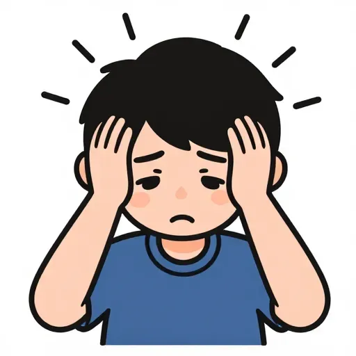 Hình ảnh này mô tả đúng trạng thái '头疼' (Đau đầu).